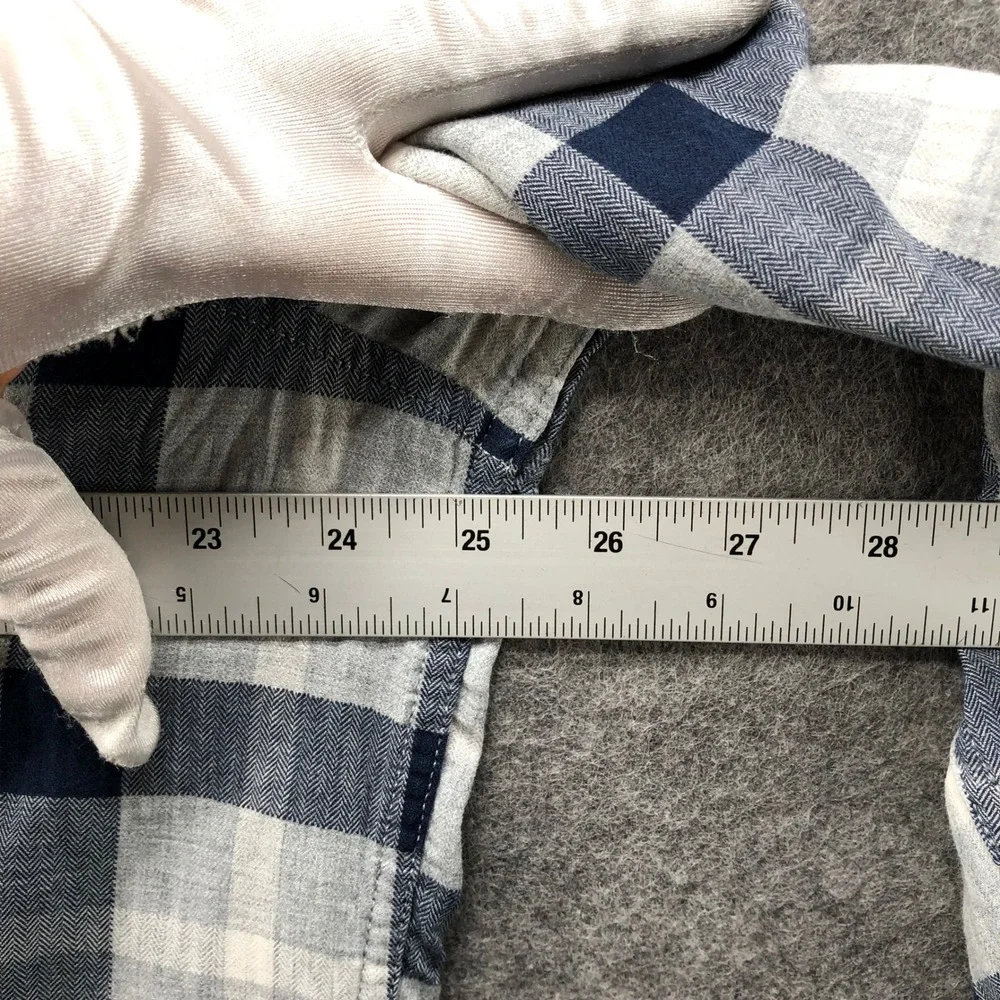 Banana Republic Slim Fit Crinkle Cotton Flannel Shirt Mens XL Blue Plaid